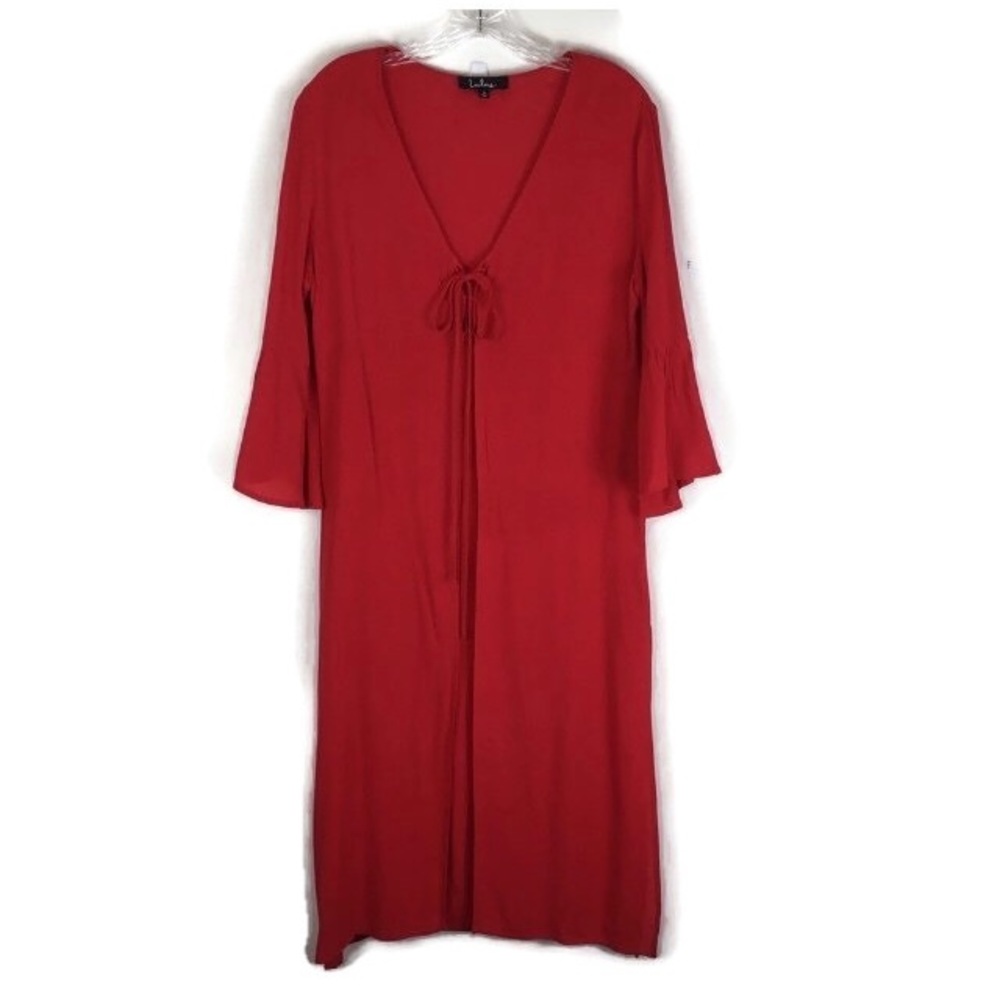 Lulu’s Sea Party Red Lace-Up Cover-Up in Red